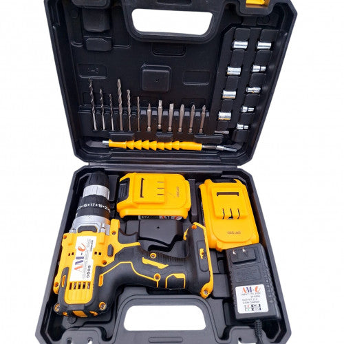 SET DE TALADRO 2 BATERIAS 21 V 26 PZ AMARILLO