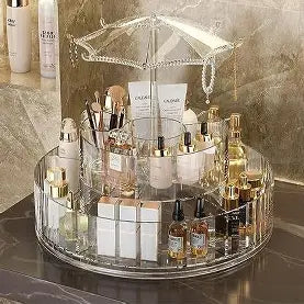 ORGANIZADOR DE MAQUILLAJE Y PRODUCTOS COSMETICOS GIRATORIO DE 360° CON 2 NIVELES