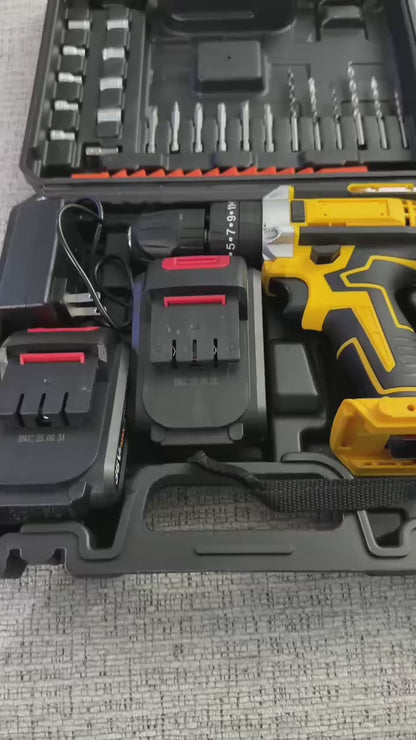 SET DE TALADRO 2 BATERIAS 21 V 26 PZ AMARILLO